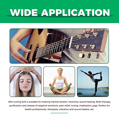 Chakra Tuning Fork Set Colored, 8 Weighted Tuning Forks For Healing With Silicone Hammers, And Storage Bag (126.22 Hz, 136.1 Hz, 141.27 Hz, 172.06 Hz, 194.18 Hz, 210.42 Hz, 221.23Hz, 272.2Hz) #TOP4