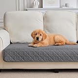 PAWFINITY Waterproof Couch Cover for Dogs, Paw Print Quilted Blanket for Sofa/Bed, Pet Hair Resistant, Pet-Friendly, Scratch Proof Protector for 2/3 Seat Couch, Washable Sofa Pad, 30x70 inch, Grey