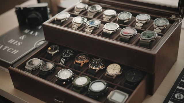Vitrine XL Pour Montre - Boîte Organisatrice Extra Large En Simili Cuir Noir - 11 Pouces - Neuf