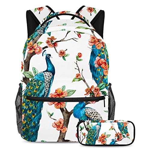Sac à dos voyage avec étui à stylos toucan rose pour campus