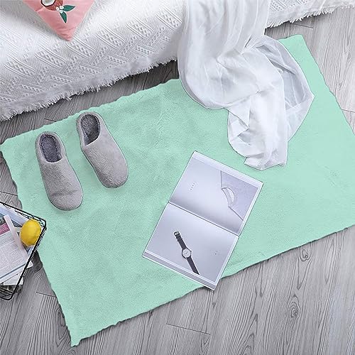 Luxe Home Rabbit Fur Soild Bath Mat Super Soft, Anti-Slip, Washable, Rectangle, for Bathroom Door Mate, Bedroom Door Mats (Lime, 45x75 cm)