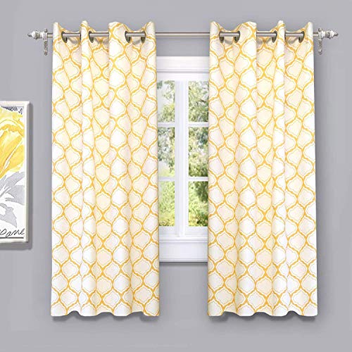 Driftaway Geo Trellis Room Darkening Thermal Insulated Grommet Unlined Window Curtain Drapes Pair For Living Room Bedroom Set Of 2 Panels Each 52 Inch By 63 Inch Yellow #TOP11