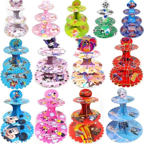 Image of 3 Tier 2pcsCupcake Stand Party Decorations Rainbow Birthday Cupcake Holder mix Theme Dessert Tower for Kids mix Party Baby Shower Wedding Family 2pcs