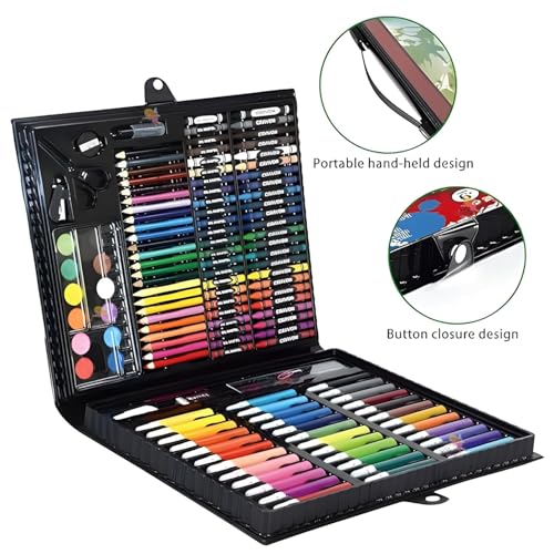Image of EMNDR 150 Pcs Art Set for Kids - Professional Drawing & Painting Kit with Portable Carry Case | Includes Markers, Oil Pastels, Crayons, Watercolors & Color Pencils | Birthday Gift (150 pcs art set)