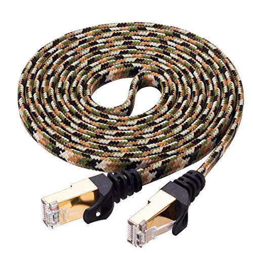 Cat 7 Ethernet Cable 25 ft,Ruaeoda RJ45 Connectors Slim Braided Long Network Internet Cable for PC,Router,Printer,Ethernet Switch,Modem,Coupler, Mac, Laptop, PS2, PS3, PS4,and XBox-10 Gigabit 600Mhz