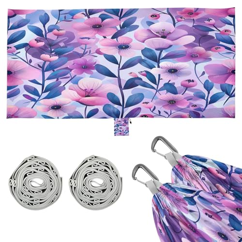Kigai Colorful Flowers Camping Hammock Durable & Portable Travel Hammock Holds 330lbs with Tree Strapsm, Pocket, Camping Accessories