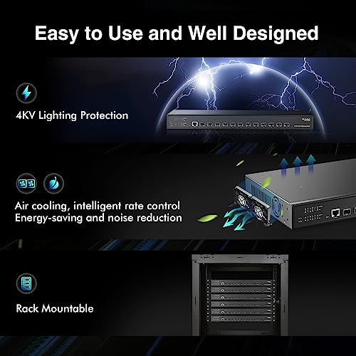 Image of MokerLink 12 Port 10Gbps SFP+ Managed Switch, Support 1G SFP and 10G SFP+, 240Gbps Bandwidth L3 Managed Fiber Switch