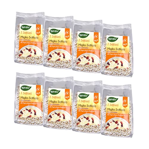 YukyBio, 'I Soffiati' - Mijo Órganico Inflado, Fuente de Fibras y Proteínass, Ideales Para Desayunar y Merendar, 100% Made in Italy, 8X125 g Cover