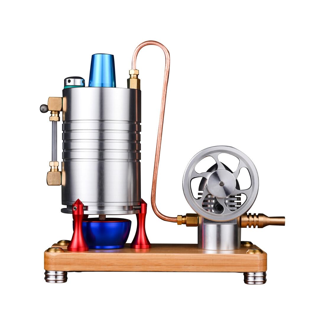 Mini Steam Engine Model, Retro All-Metal Vertical Steam Engine Model with Boiler, Engine Model Kits for Adults, Desktop Engine Toy