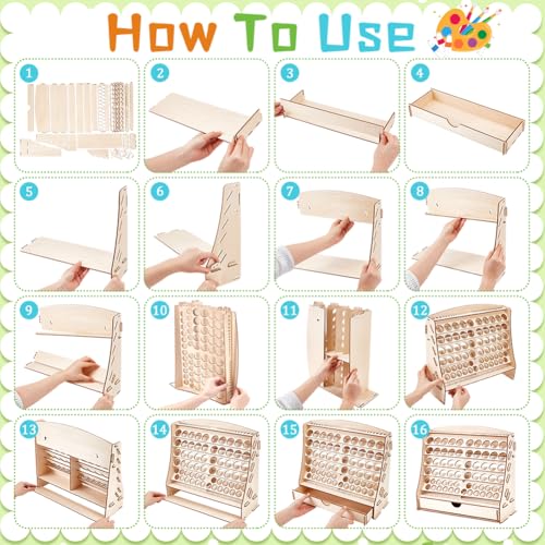 Image of Large Wooden Paint Rack Organizer for Holds 64 Bottles (2 Size) 30 Brushes Rack 1 Cabinets Craft Paints Organizers Storage Paint Holder Organizers Paints Bottle Organizer