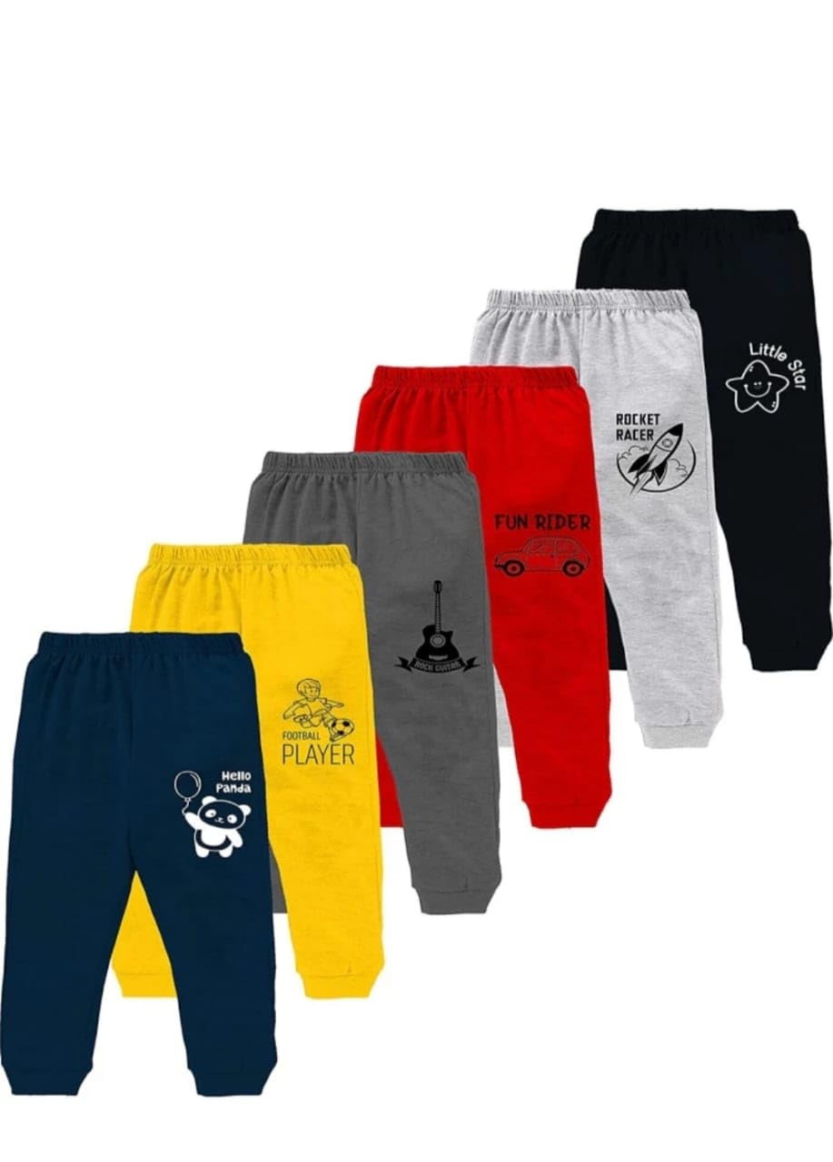 Generic100% Cotton Boys Summer Track Pant - Regular Fit Printed Pants for Boy's, Multicolor (Pack of 6)