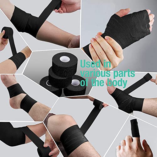 Image of (3 Pack) Black Athletic Sports Tape, Very Strong Easy Tear No Sticky Residue Tape for Athlete & Sport Trainers & First Aid Injury Wrap,Suitable for Bats,Tennis,Gymnastics & Boxing（1.5in X 35ft）