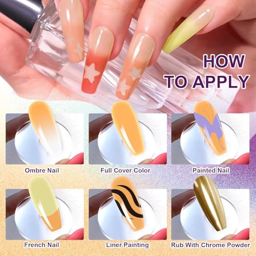 Image of THR3E STROKES Solid Cream GelPolish Set, 9 Colors Pudding Gel Nail Polish Palette with Nail Brush, Nude Pink Orange Red Solid Gel Polish Nail Art Kit Soak Off Portable Gift for Girls /Friend DIY Home (C)