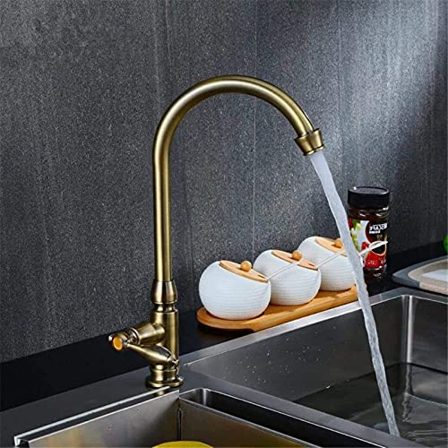 Robinet de cuisine eau froide en laiton avec commande fluide antique