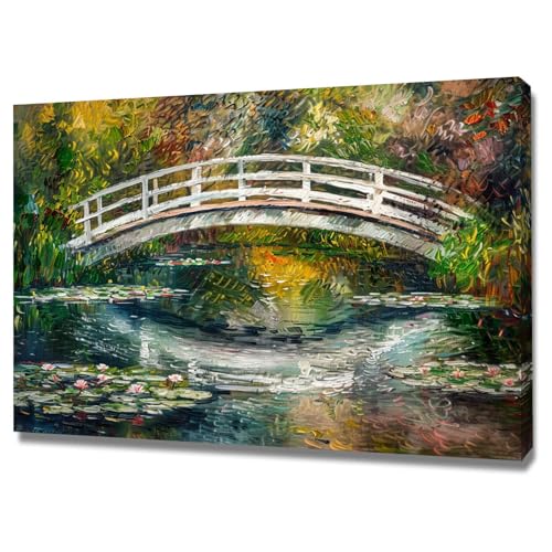 Impression sur toile étang de lotus 70x100cm encadrée pour salon