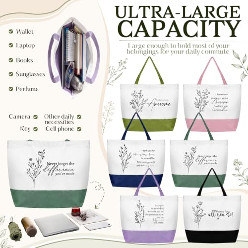 Image of 6 Pcs Thank You Canvas Bag for Women Reusable | Housekeeping Week Gift, Employee Appreciation Gifts Tote for Women Nurse Teacher, Grocery Shopping, Retirement Gift, Canvas