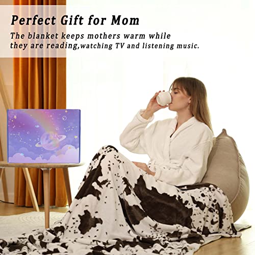 Anamee Cow Print Blanket, Cozy Soft Flannel Fuzzy Cow Throw Blankets Gift For Mom Women, Warm Fleece Plush Lightweight Cow Blankets For Couch Sofa Bed Office, Cow Gifts For Adults Kids 50"X60" #TOP1