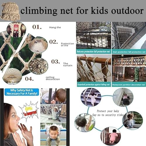 Climbing Cargo Net - Knotless Polyester Safety Netting for Treehouse, Playground, Outdoor Adventures - Durable 3x23FT (1x7M) Safety Rope for Kids & Pets