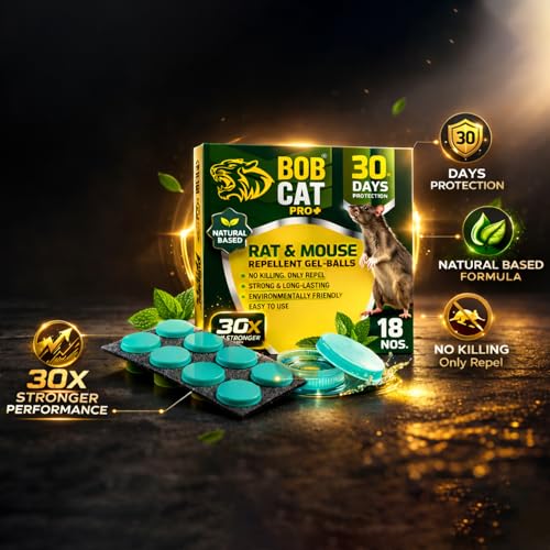 Image of Bob Cat Rat & Mouse Repellent Gel Balls | Herbal & Natural Formula | Long-Lasting 30 Days Protection |Eco-Friendly & Safe | For Home, Kitchen, Warehouse, Factory & Office | Pack of 18 |FORMULATION 30X