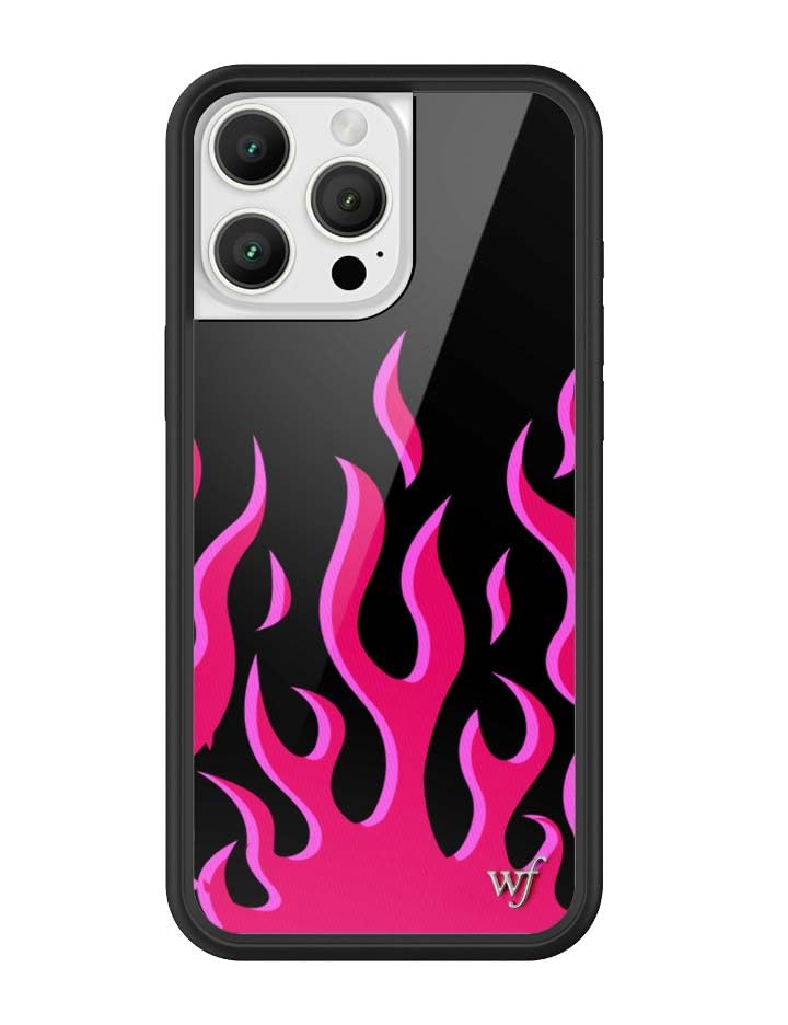 Image of Wildflower Cases - Compatible with iPhone 16 Pro Max | Protective Black Bumper, 6.5ft Drop Test Certified, Women Owned Small Business | Flames Black and Red