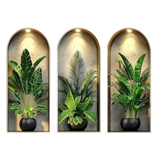 milaosk 3 Piezas Pegatinas de Pared 3d 28 x 63 cm Vinilo Pared Plantas Verdes Vinilos de Pared Decorativos Arte Moderno Adhesivos Decorativos Murales para Cocina Dormitorio Sala de Estar Baño | Ya disponible en tu tienda friki favorita! En mundofriki.es!