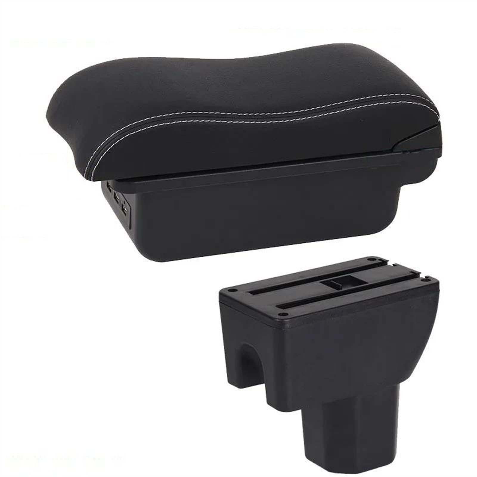NMJLQW Storage Rack Car Center Console Storage Box Multifunctional Armrest Storage Box Interior Accessories For Suzuki For IGNIS(3 Black white 3USB)