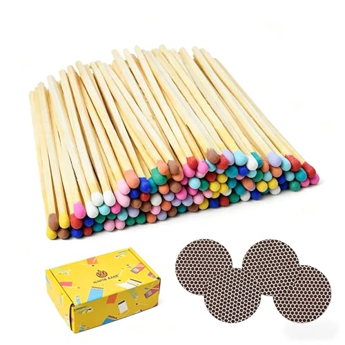 IGNITE EASE 3 Color Matches - 100 Count Long Wood Safety Matches Sticks with Striker Boxed Matches | Colored Matches 3 inch for Candles Fireplace Home Decor Grill Camping Gifts by IGNITE EASE