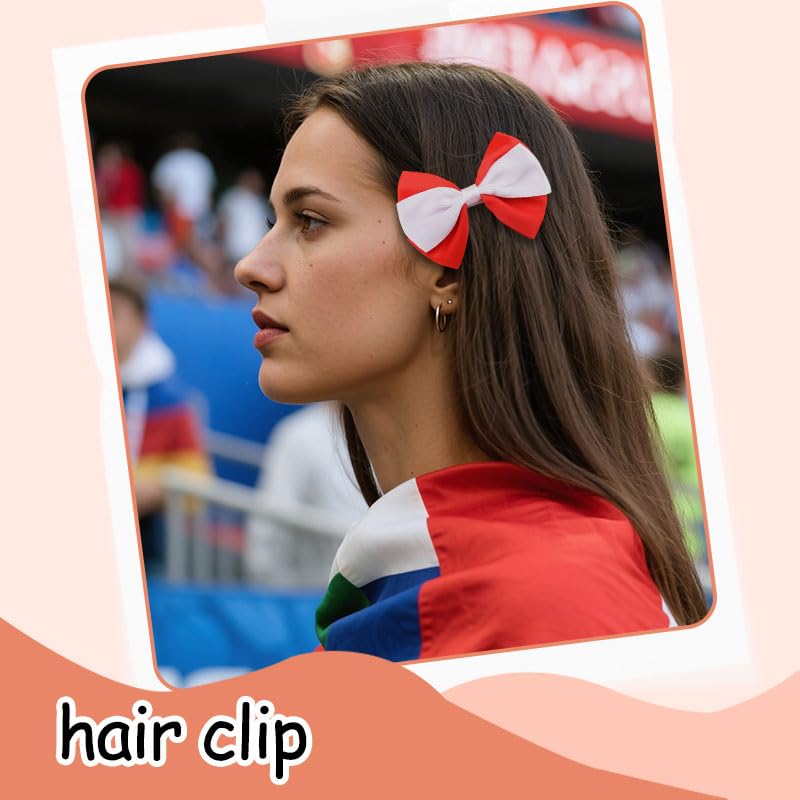 Pliwcas Pinza para el cabello tipo lazo en capas roja y blanca para niñas miniatura 3