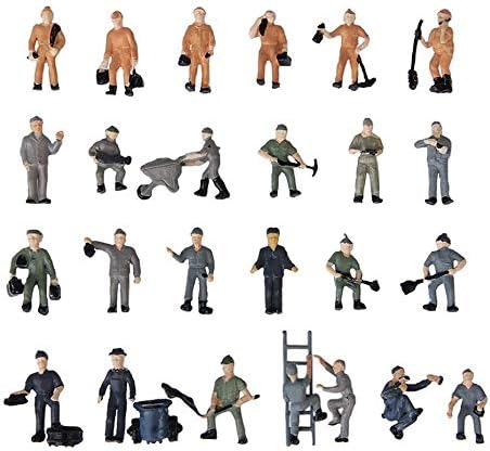 27PCS 1:87 Train People Figures, Gdaya HO Scale People Hand Painted Railroad Worker Model Train Figures with Ladder and Bucket Railway Scenery Layout