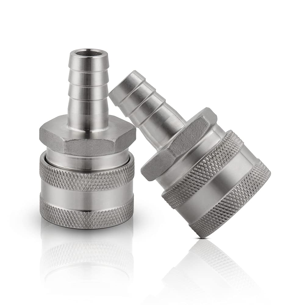 Hgkeke2pcs Quick Disconnect 1/2" Barb Female Quick Disconnect Stainless Steel Homebrew Fitting 1/2 Barb Quick Disconnect Connector Homebrewing Rustproof Fitting Barb Fitting