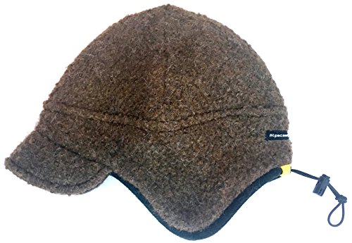 Alpaca Hunting Hat – Windproof Fleece-Lined Winter Hat with Neck Cape & Brim | Unisex Cold Weather Gear for Hunting & Fishing (Brown, Large - 22.75-25
