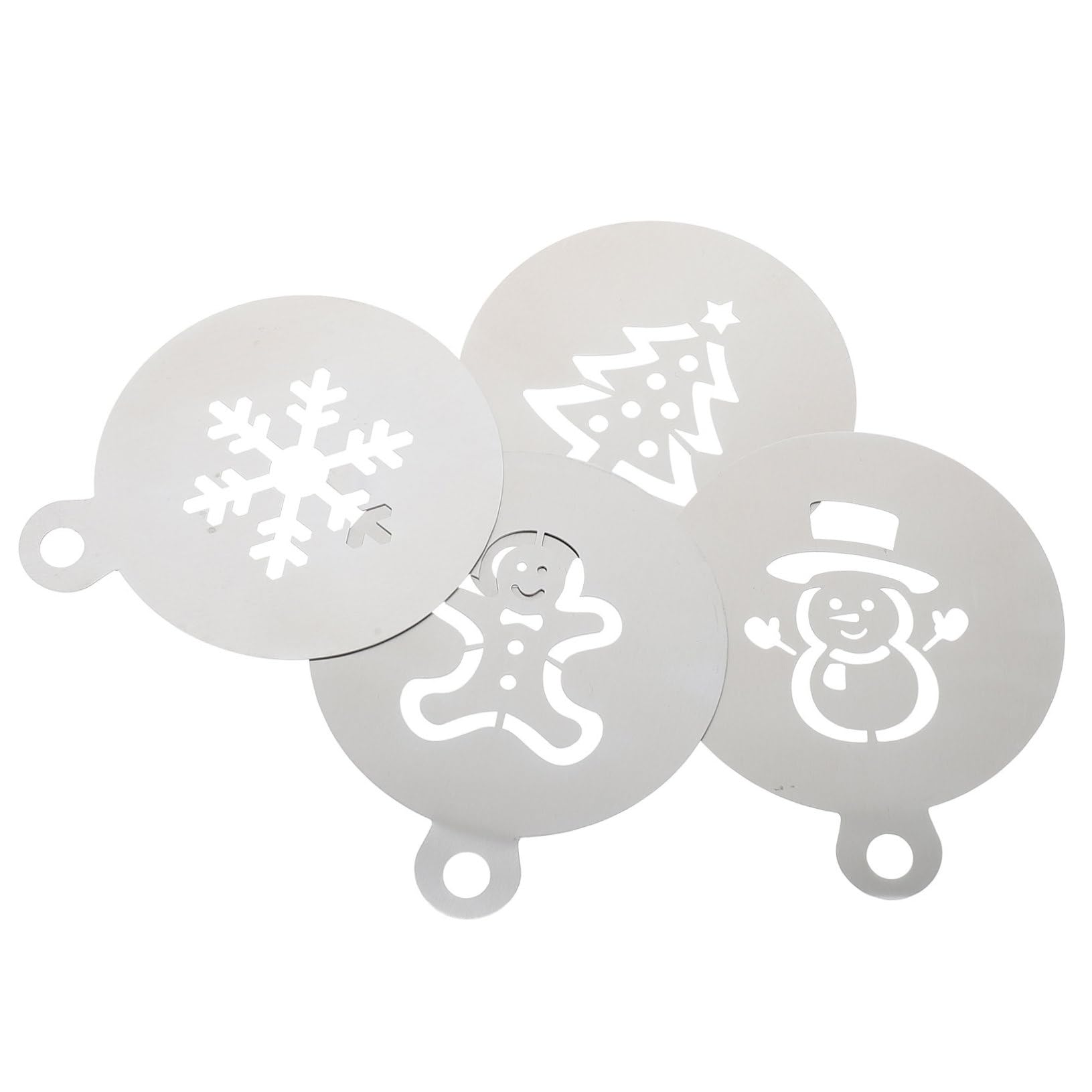 NOLITOY Christmas Stencils Latte Art Baking Cake Stencils Painting Templates Silver