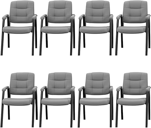 Miniatura 37 de Naomi Home Sillas apilables de piel sintética para invitados de oficina, sillas de recepción con reposabrazos para vestíbulo, clínica, sala