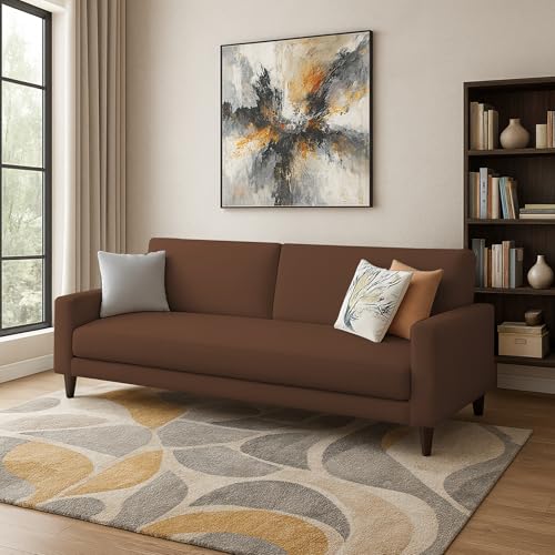 Image of Kathleen 3 Seater Sofa Set for Living Room - Foldable Convertible Couch Furniture for Home, Office or Guest Use, Modern Designer Stylish Comfortable (Brown)
