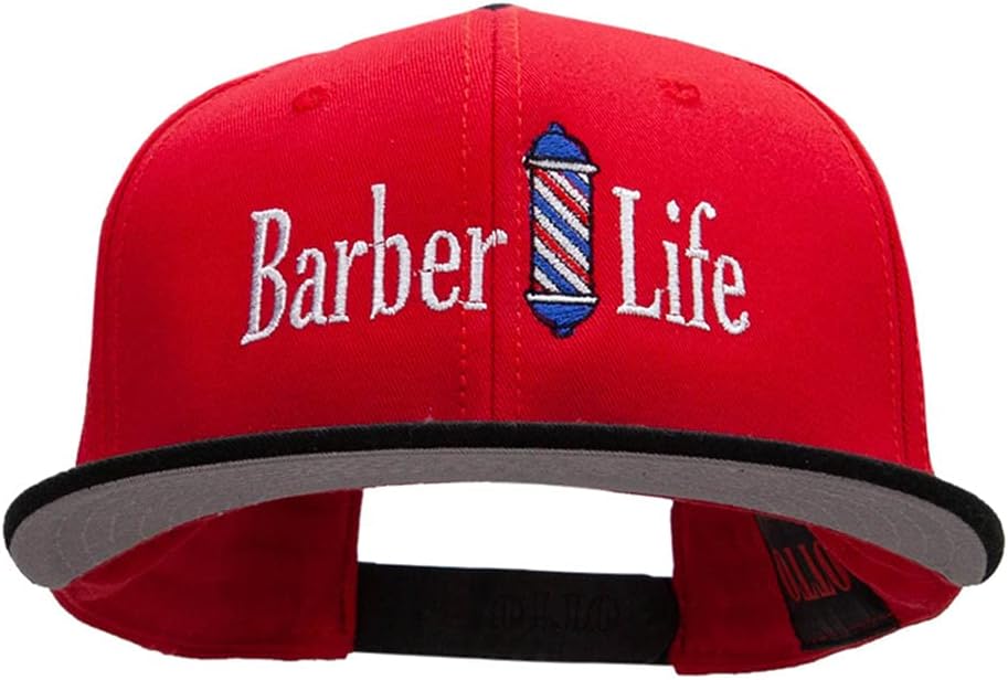 Barber Life Embroidered Two Tone Superior Cotton Twill Flat Bill Snapback Cap