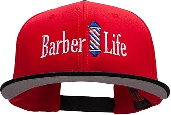 Barber Life Embroidered Two Tone Superior Cotton Flat Bill Snapback Cap