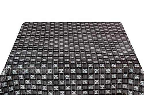 Image of The Furnishing Tree Square Shaped WxL 48x48 Inch Center Table Cover Basketweave Pattern Grey, Waterproof PVC