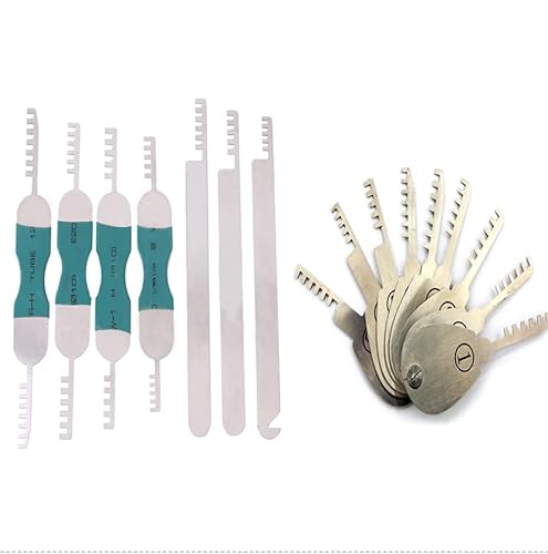 QiDAi Locksmith - Juego de ganzúas de peine para candado, herramienta de ganzúas en forma de peine, fácil de operar (7 piezas + 9 piezas)