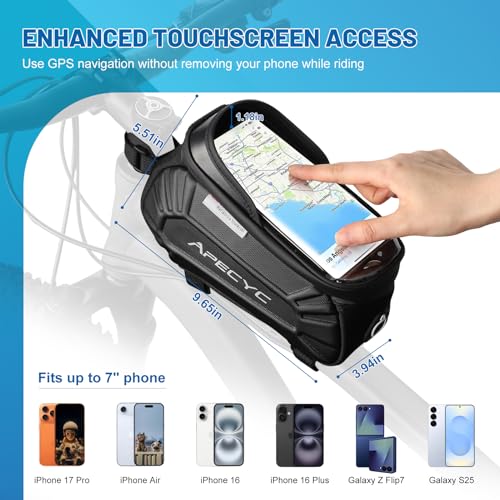 Bike Frame Bag, Waterproof Cycling Front Phone Bag with 3M
