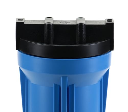 Miniatura 2 de Hydronix HF3-10BLBK12, carcasa azul de 10" con casquillo negro de la costilla para los sistemas del RO y de la filtración, puertos de 12"