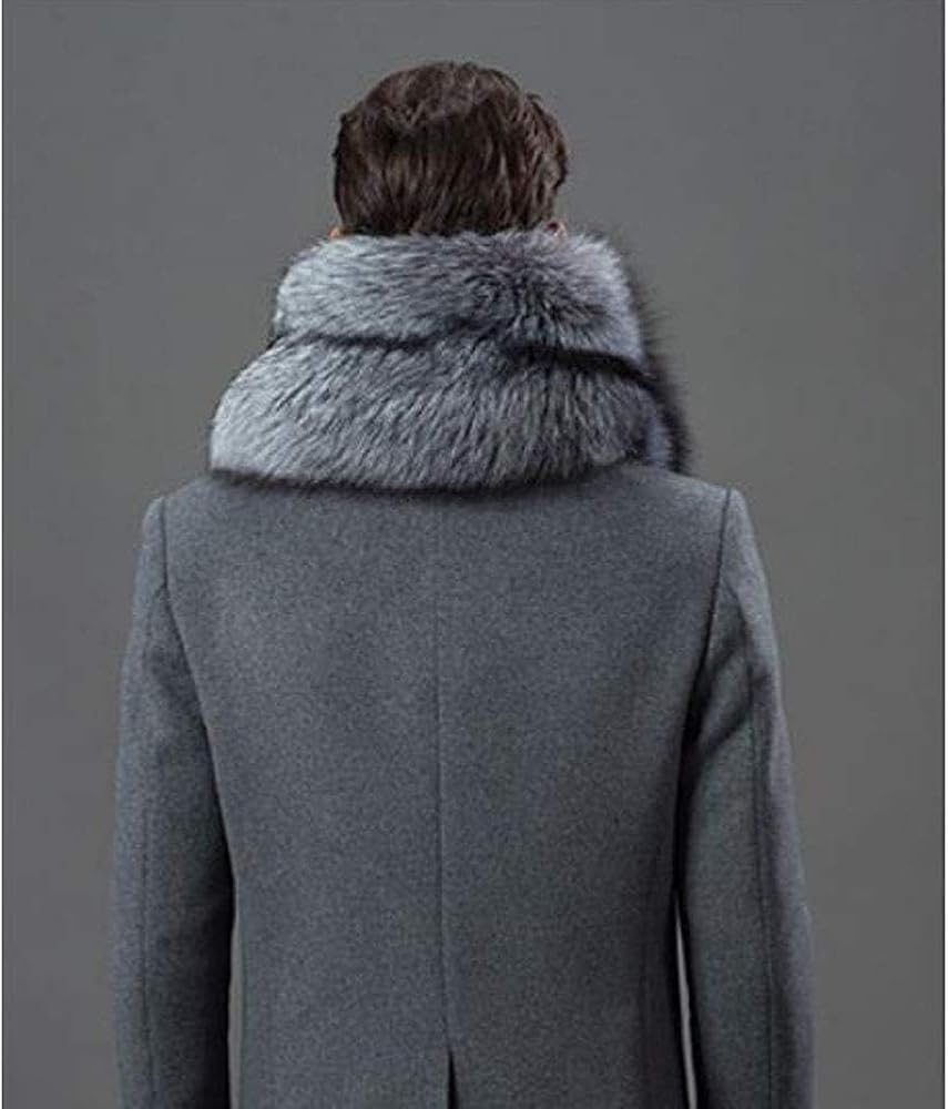 Men's Silver Blue Fox Fur Scarf Men's Real Fox Fur Collar Men's Men's Silver Blue Fox Fur Scarf Men's Real Fox Fur Collar Men's