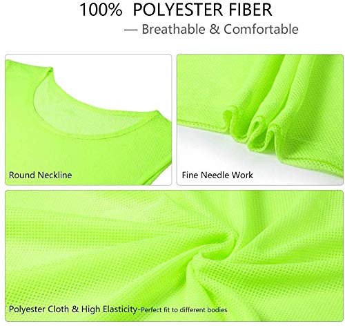 Child Soccer Training Vests Scrimmage Jerseys Bibs Pinnies For Football Basketball Volleyball Team Games Field Hockey Practices - 12Pack (Green) #TOP2