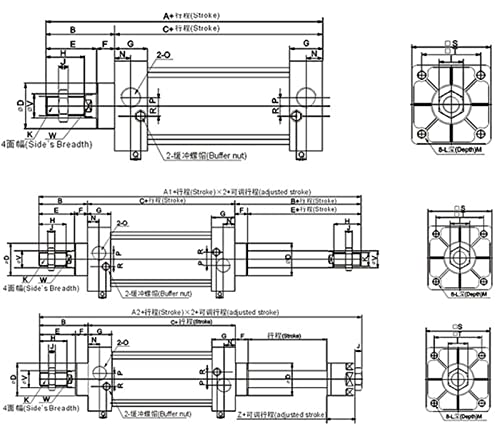 Vérins pneumatiques SC50 robustes en aluminium double effet 300mm - 4