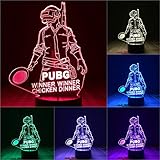 Fps Jugador de juego Pubg Figura 3D Led Luz de la noche Campo de batalla Ganador Cena de pollo Ni&ntilde;o Ni&ntilde;os Regalos de cumplea&ntilde;os L&aacute;mpara de escritorio...
