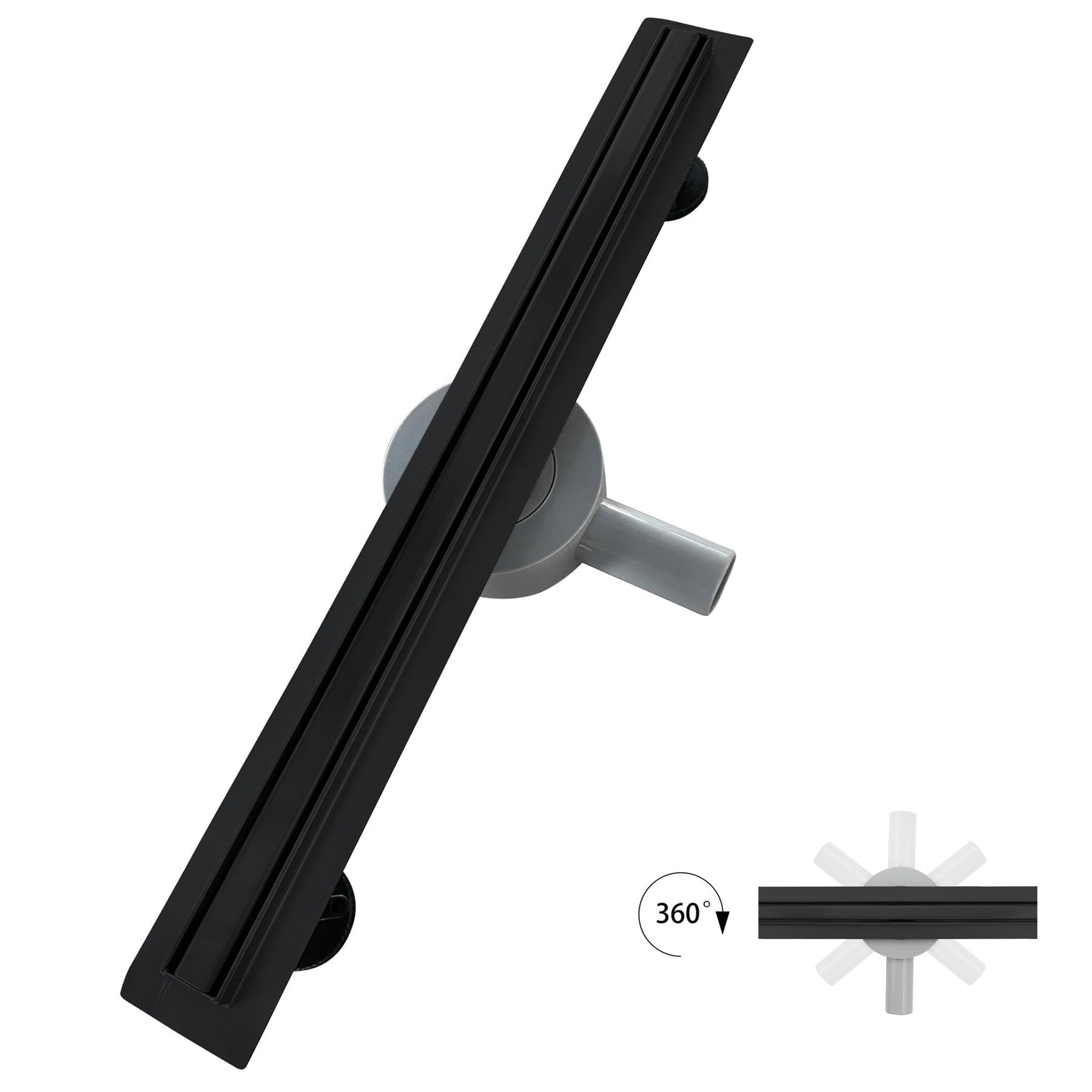 SAMY Caniveau de douche italienne compact noir L.70 cm siphon 360°, drainage 36l/min, hauteur réglable