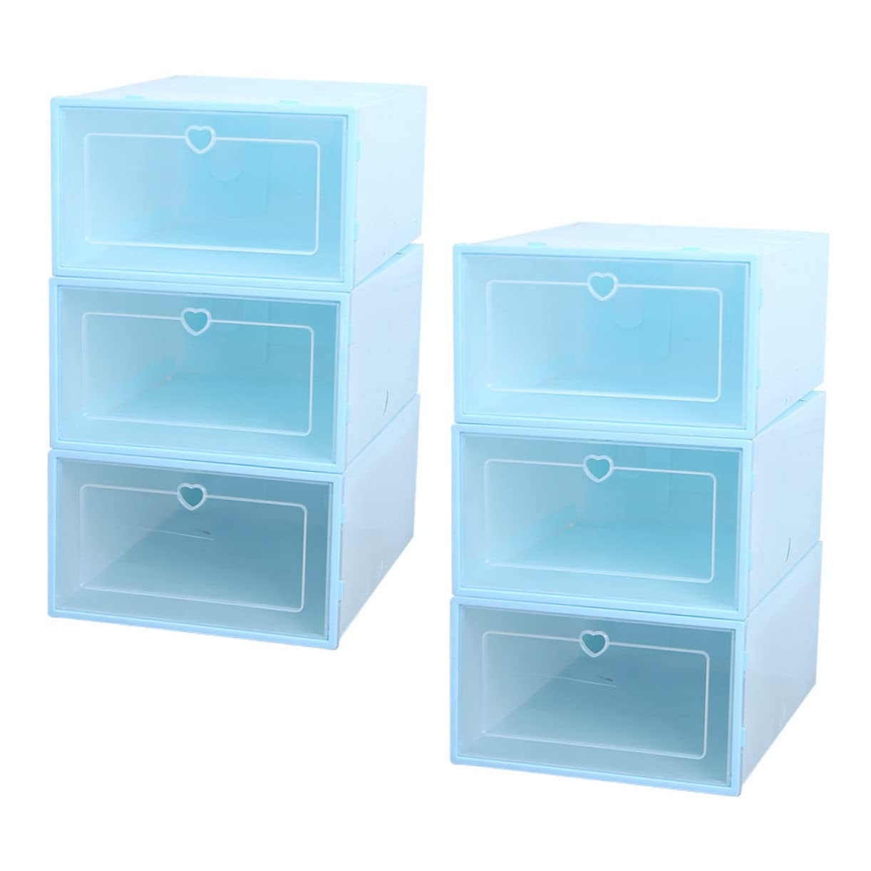Alipis Transparenter Schuhaufbewahrungsbox 6 Stück aus Kunststoff, Blau