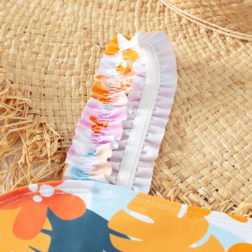 Girls Swimsuit Teens Kids 2 Piece Floral Bathing Suit Smocked Sleeveless Printed Tops Knotted Bottoms Cute Bikini Set4