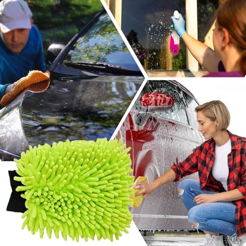 Dubbulon Lavar Guante, Lavar los Guantes para el Lavado de automóviles - Paño de Limpieza de Microfibra de Chenille sin, Guantes de Lavado Resistentes a los arañazos - Productos de Cuidado Exterior - imagen 4