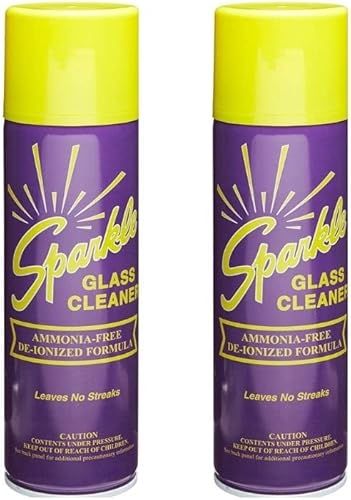 Sparkle Botella de aerosol limpiador de vidrio, fórmula desionizada sin amoníaco, no deja rayas, botella de 20 onzas (paquete de 2)