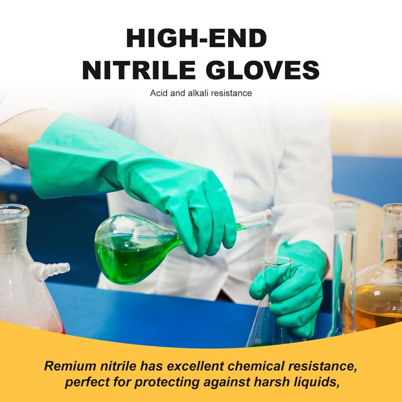 North Tower Chemical Resistant Nitrile Gloves, Resist Household Acid, Alkali, Solvent and Oil, Latex Rubber Free,Medium 1 Pair